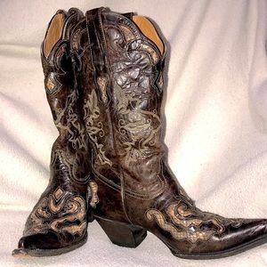 Stetson Handmade Python inlay distressed leather